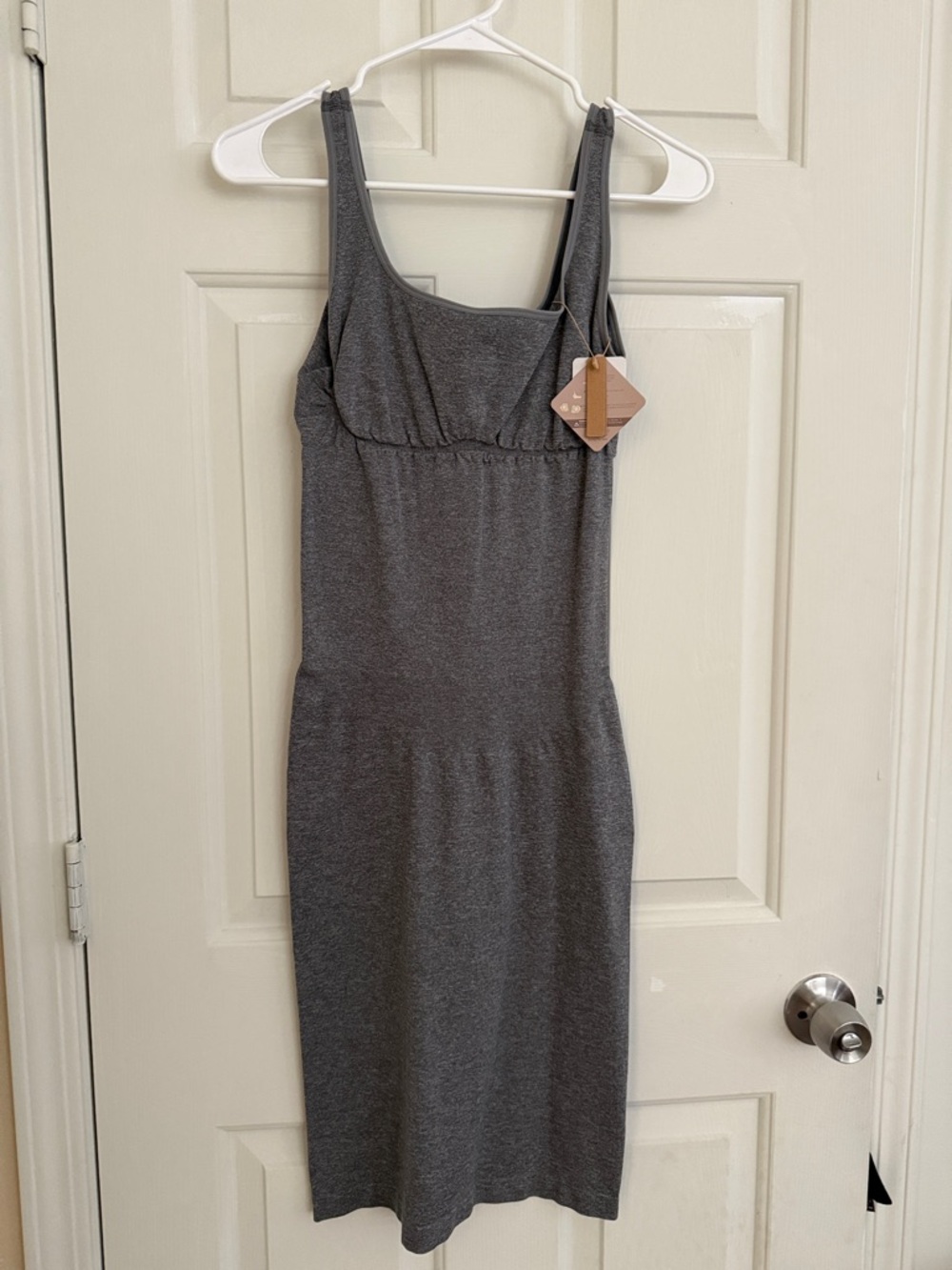 Women's Gray Shapewear Slip Dress with Built-In Support